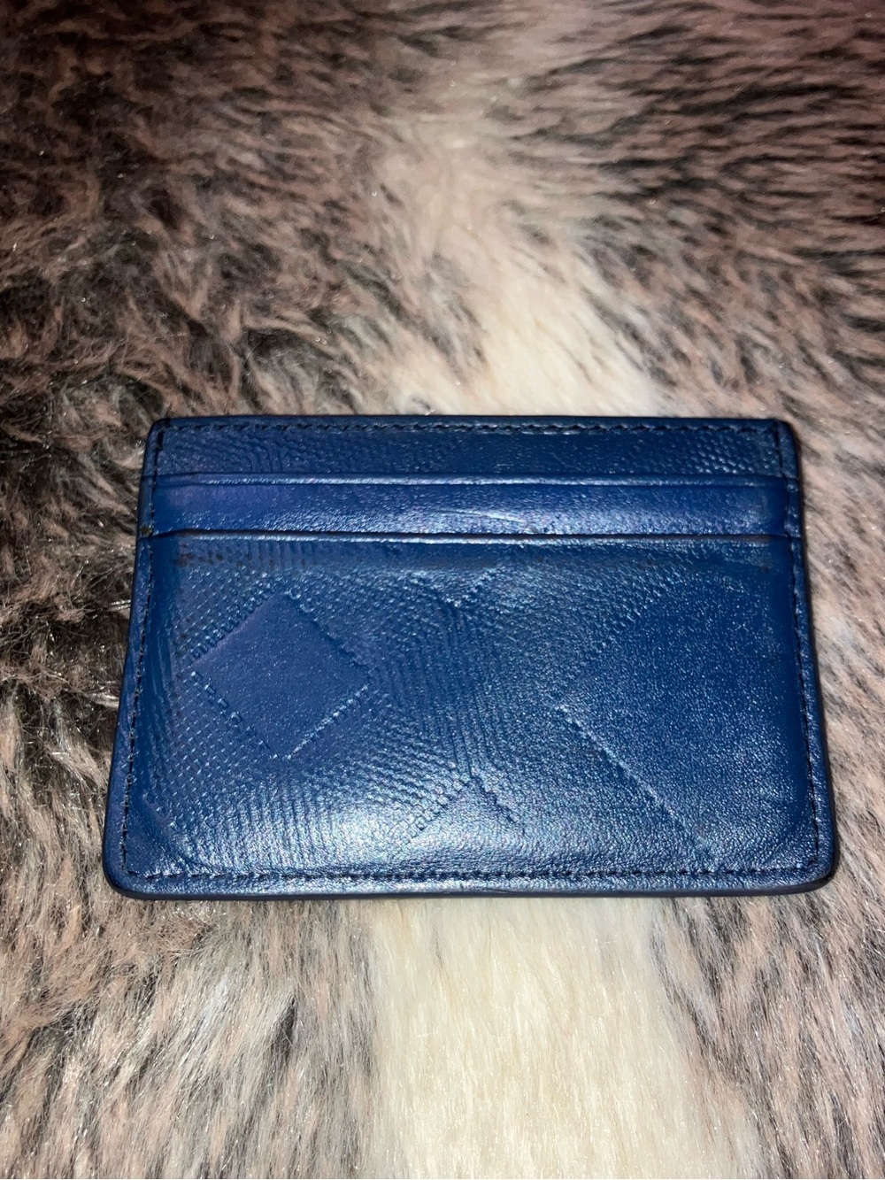 Burberry Slim Wallet Card Holder Navy Embossed Nova Check